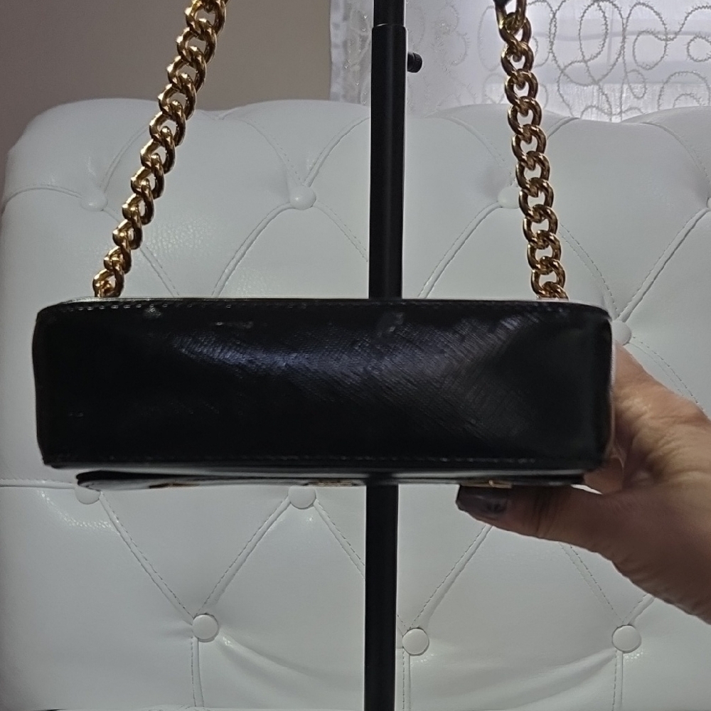 black MCM Mini crossbody bag with gold-plated hardware. - Picture 3 of 8